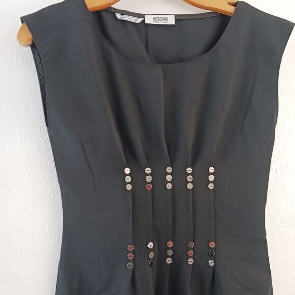 Moschino Black Wool Cocktail Dress with Sequin Detail size 4 - Picture 2 of 7
